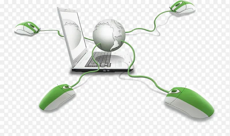 绿色鼠标和电脑
