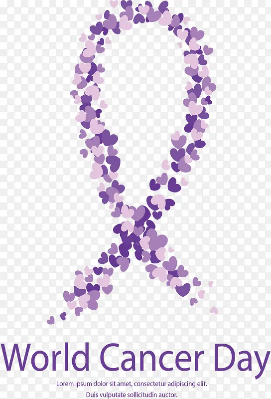 紫色爱心拼图癌症日海报