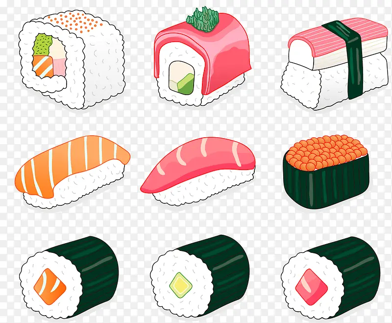9款美味日式寿司矢量图