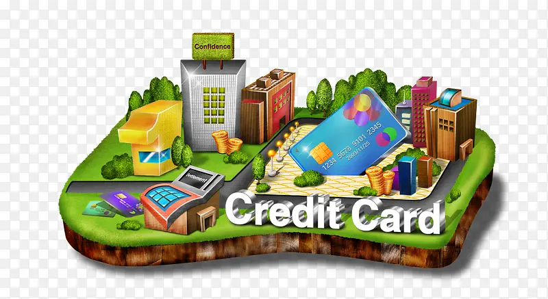 信用卡社区绘画免抠素材