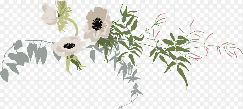 白色花丛标题框