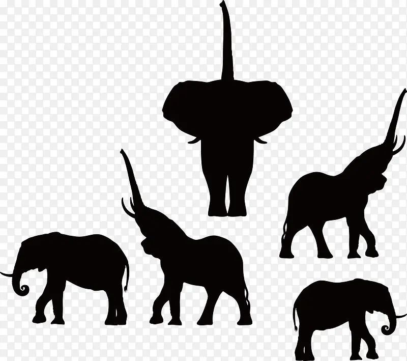 矢量古代图腾埃及大象动作