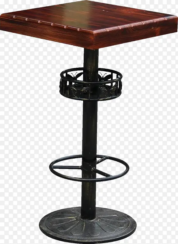 高脚桌木加厚桌面户外咖啡色铁