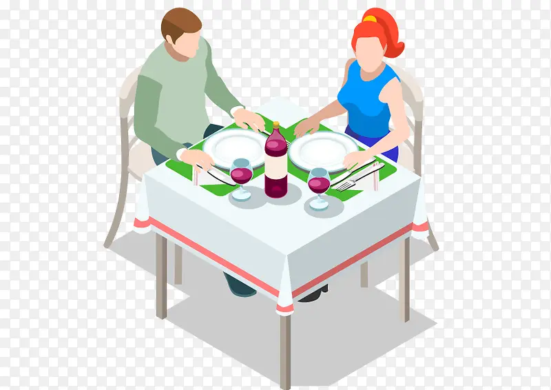 餐饮扁平化人物餐桌家庭
