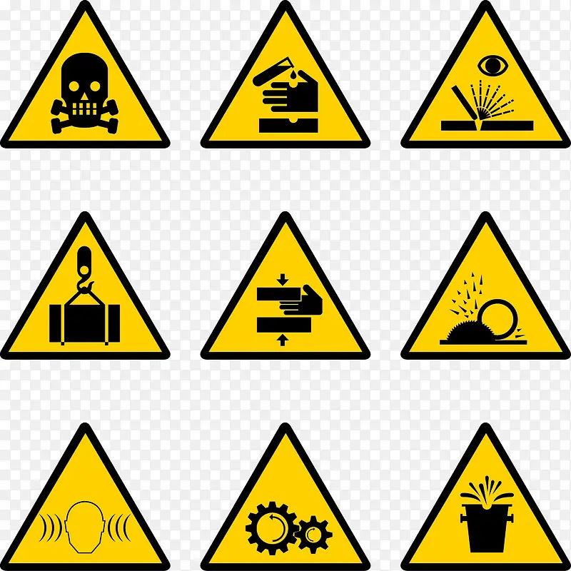 建筑工地安全警告标志矢量素材