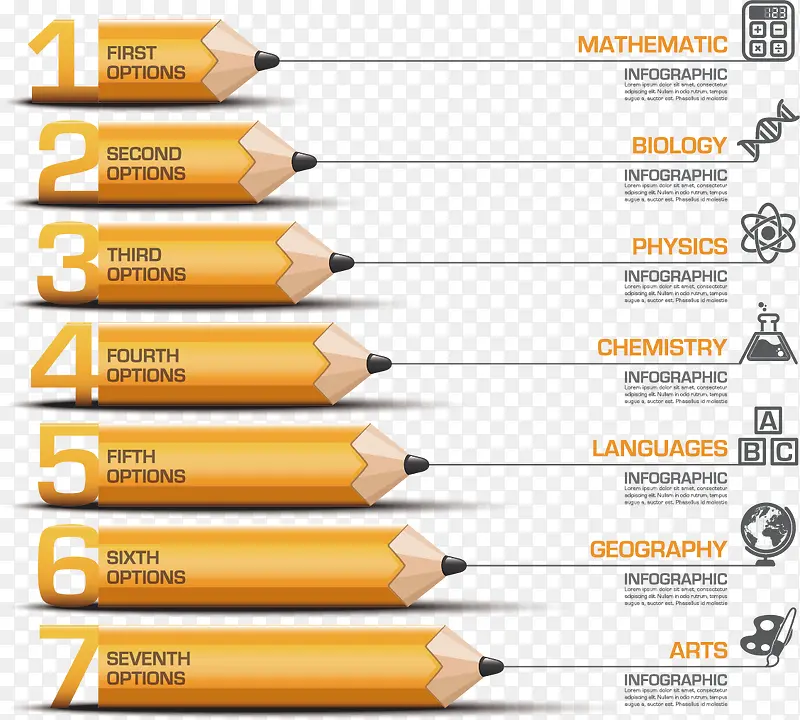 铅笔商务信息图表矢量素材
