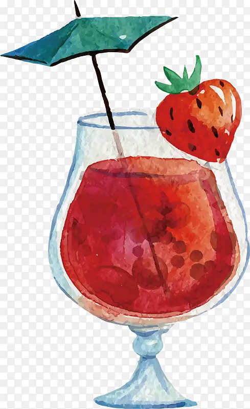 红色手绘草莓汁
