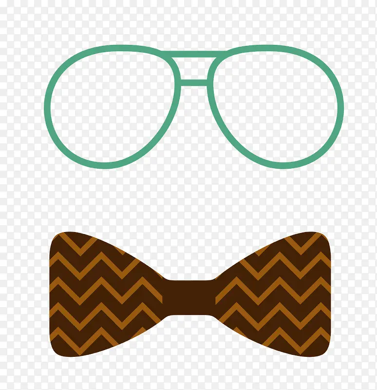矢量文艺眼镜棕色领结素材