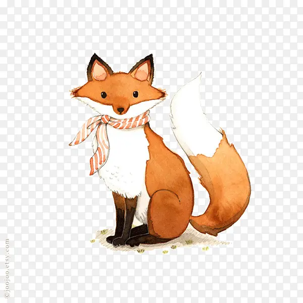 狐狸先生水彩插画