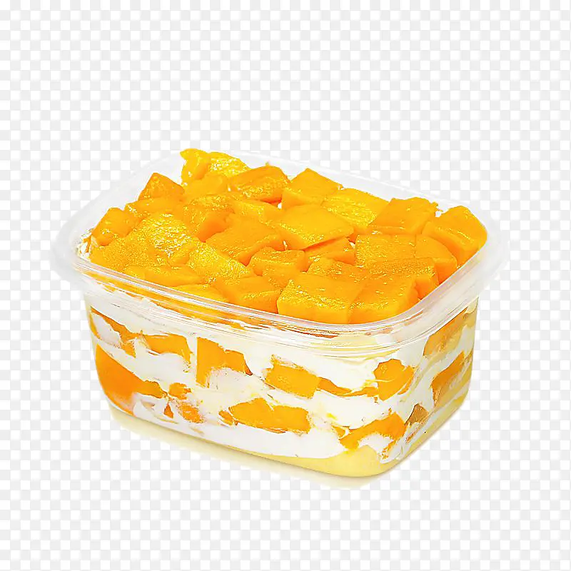 芒果奶油千层盒子装饰PNG