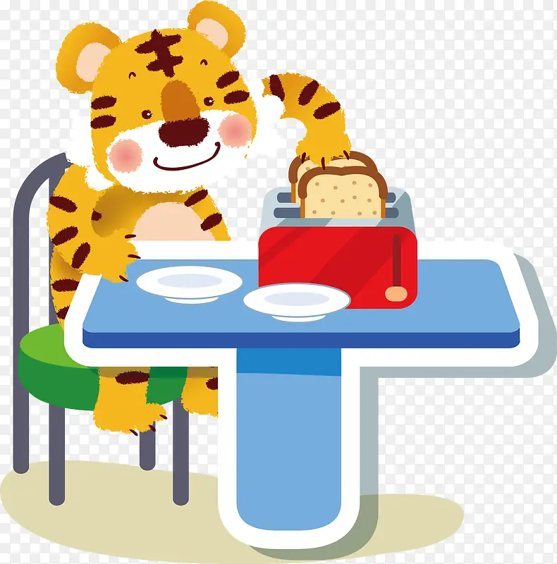 吃早餐的老虎矢量图