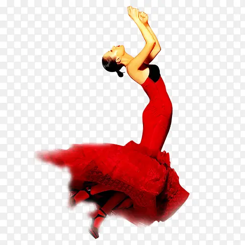 红色衣裙跳舞的女孩