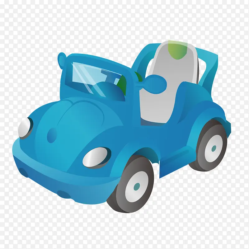 卡通蓝色的儿童玩具车设计