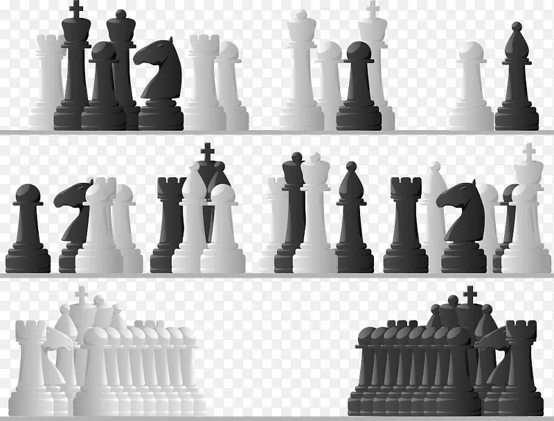 矢量国际象棋黑白棋子