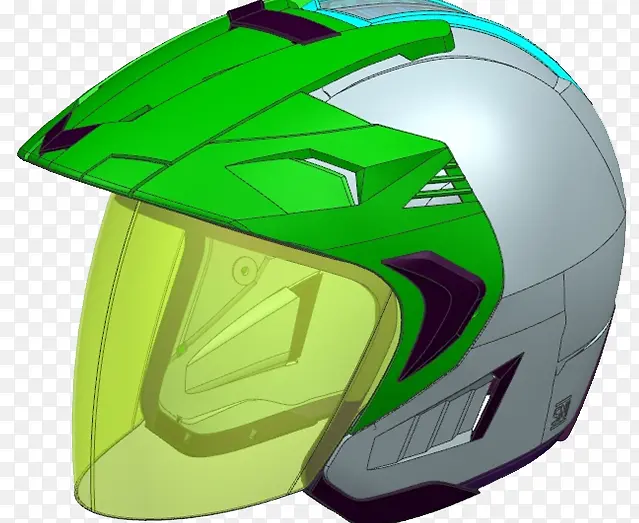 绿色带玻璃面罩的卡通头盔