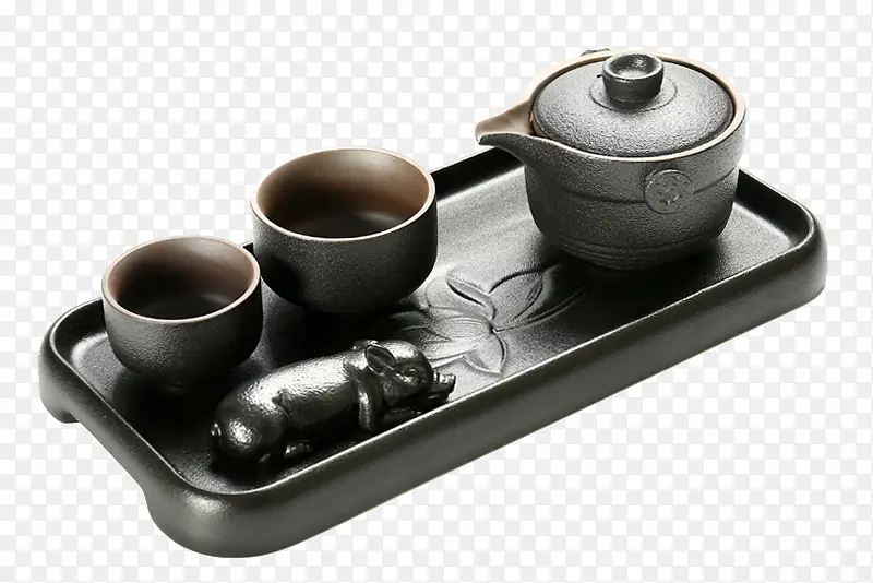 纯黑色日式养生茶具