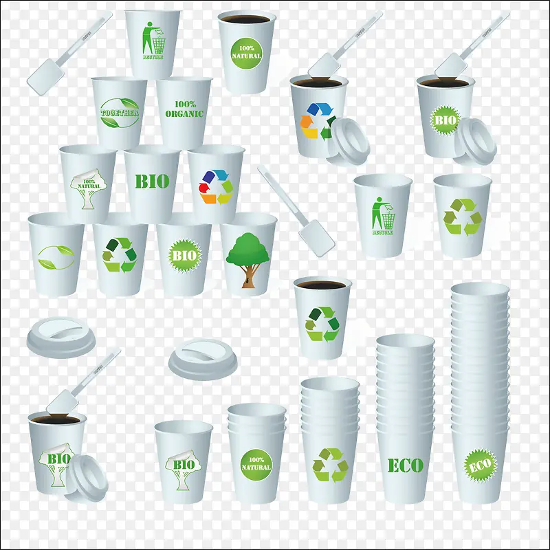 环保纸杯设计矢量素材