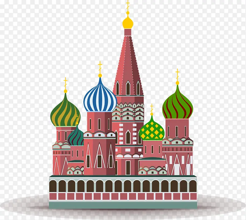 矢量手绘俄罗斯建筑