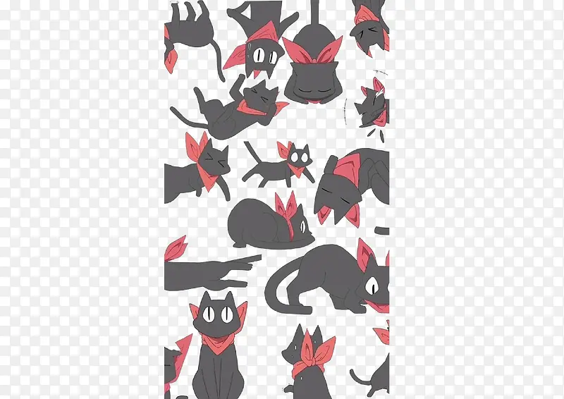 黑色猫咪背景装饰图案