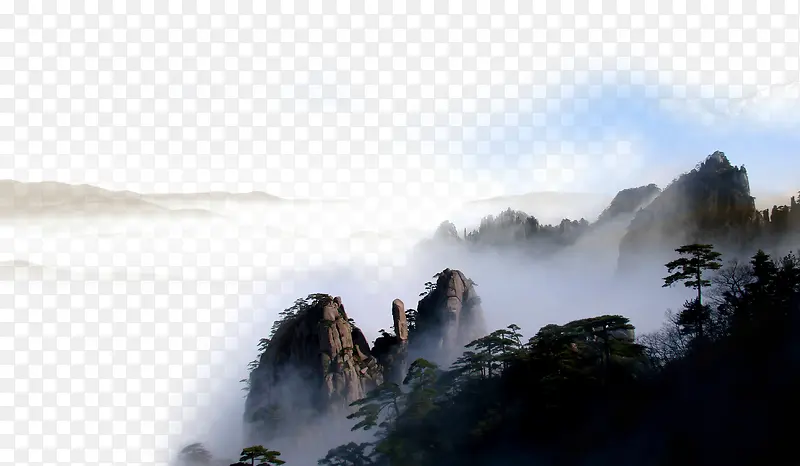 气势磅礴高山云雾素材背景