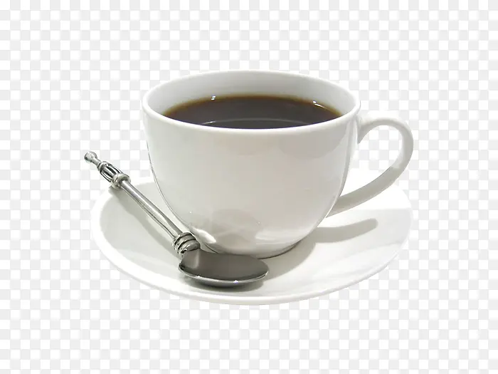 白色陶瓷杯浓浓热气黑咖啡
