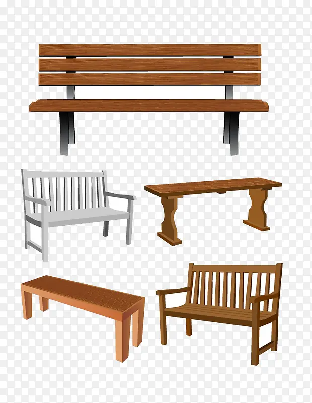 木椅子长凳矢量素材