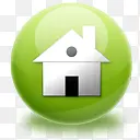 绿色回家房子球形图标集