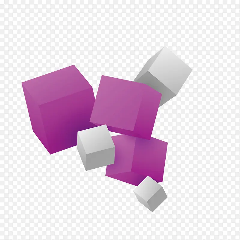 矢量紫色立体悬浮方块方体