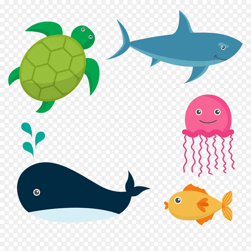 卡通海洋动物矢量图