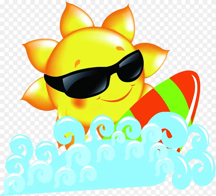 太阳冲浪卡通形象夏日素材