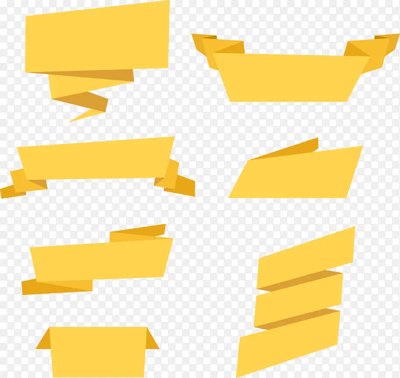 矢量手绘黄色折纸标签