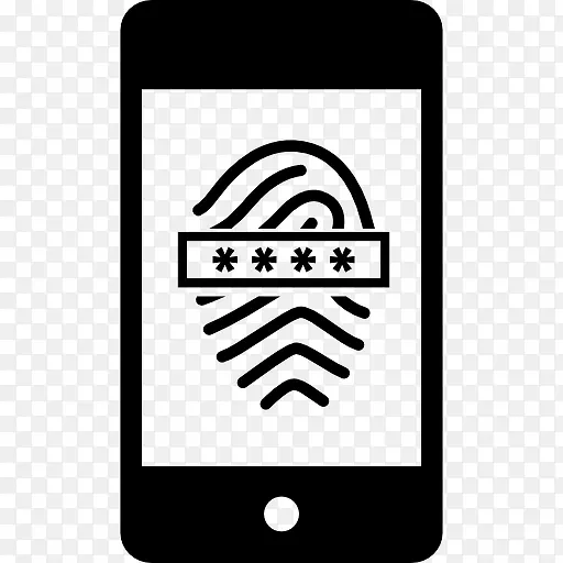 指纹扫描仪和密码在手机图标