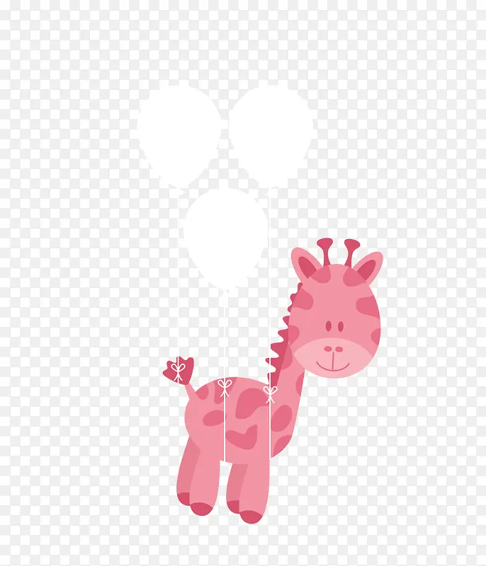 矢量粉色卡通气球与长颈鹿