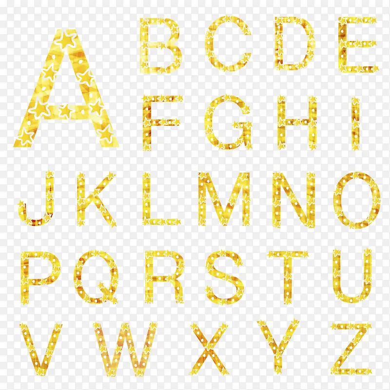 金色五角星英文字母表