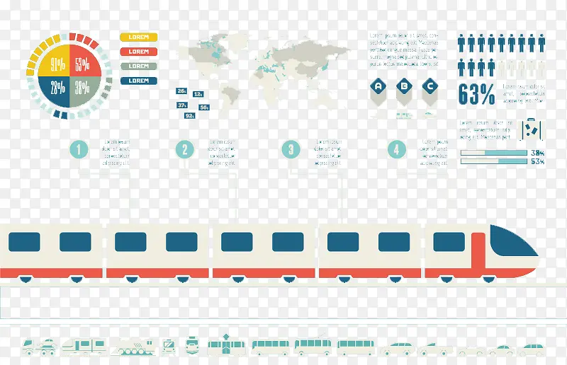 高速列车商务信息图矢量素材
