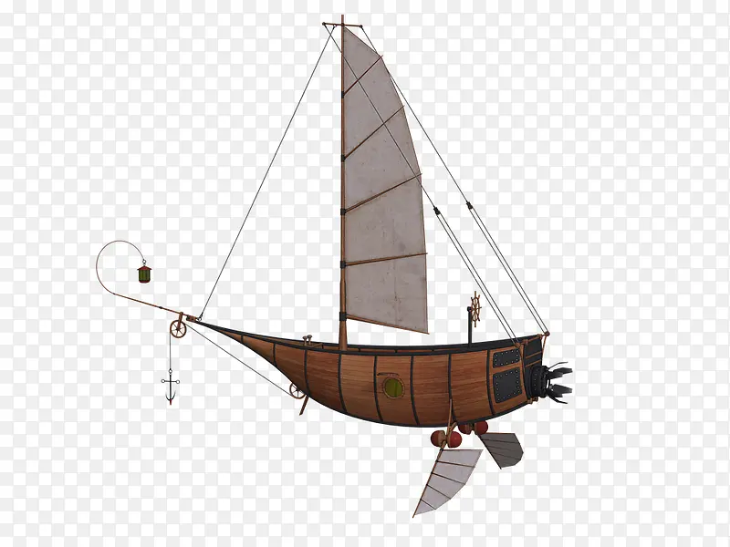 手绘复古轮船装饰