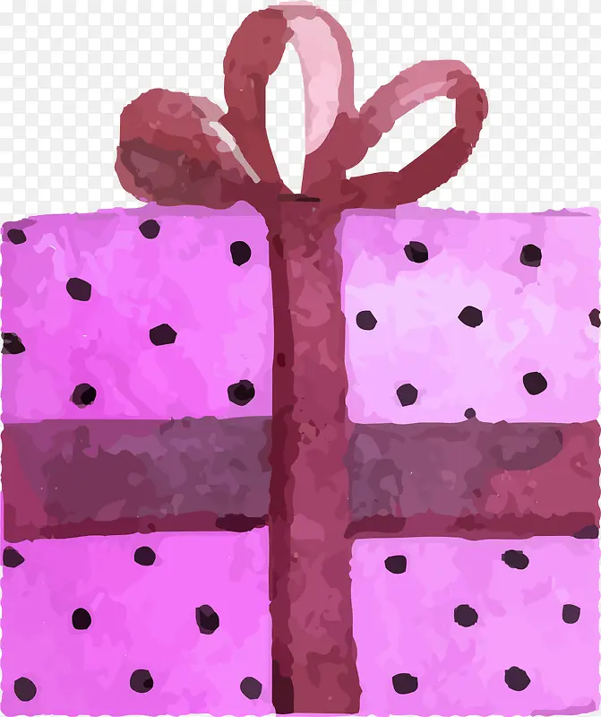 圣诞节紫色波点卡通礼物盒