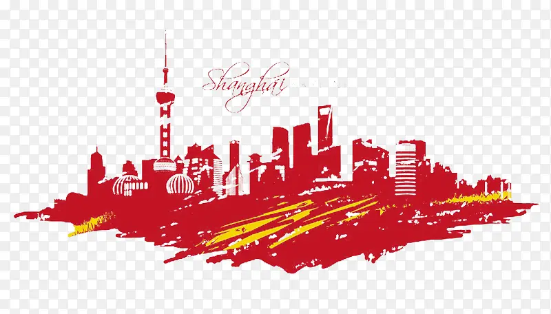 上海手绘彩色城市