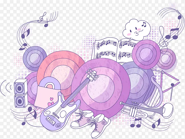 紫色音乐乐器底纹