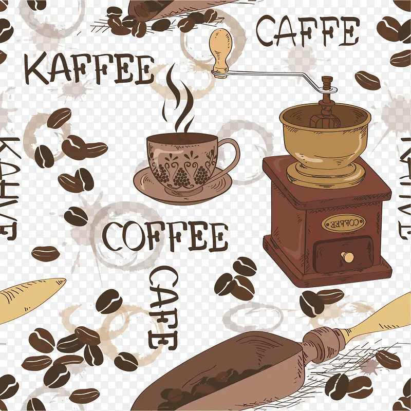 咖啡豆背景矢量图