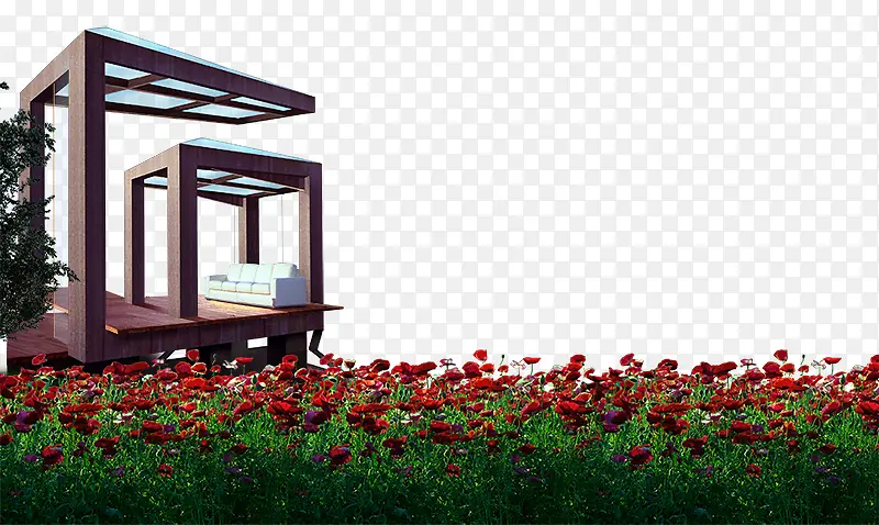 地产广告元素红色花卉