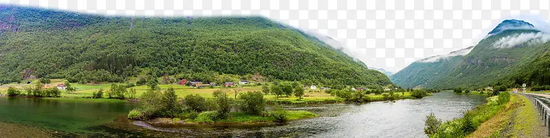 山峡之间的河流全景高清摄影图片