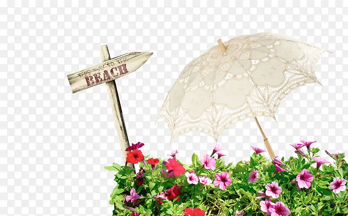 花丛雨伞