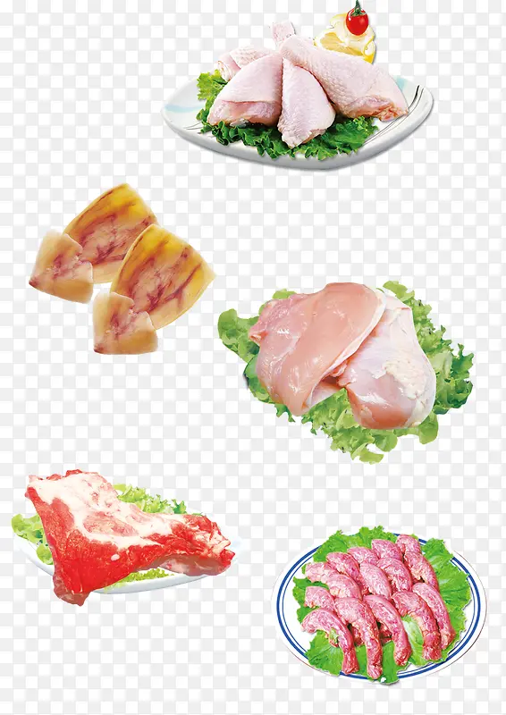 餐桌上各种肉类美食