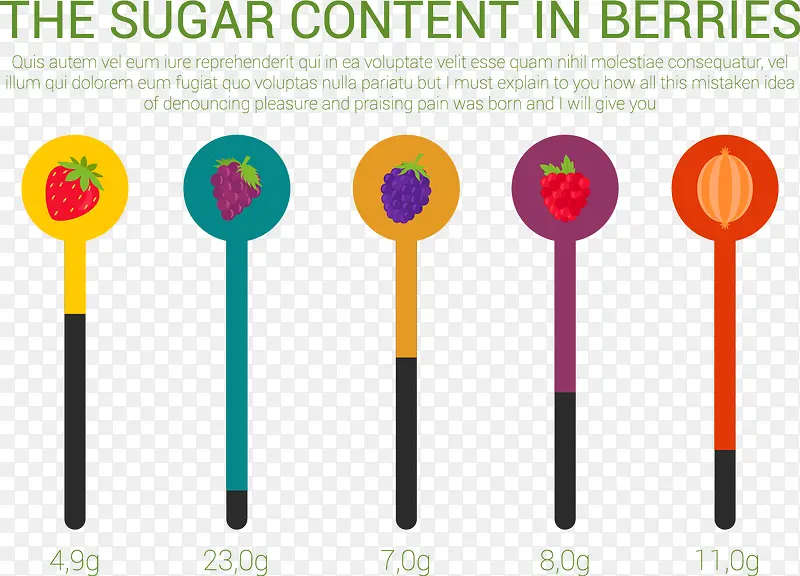 浆果中的糖含量信息图表矢量元素