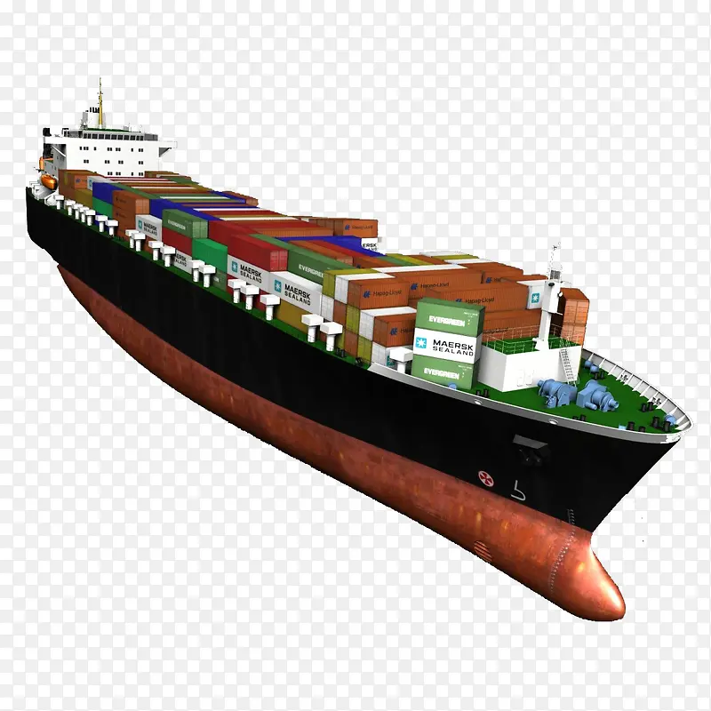 橘黑色大型海运船