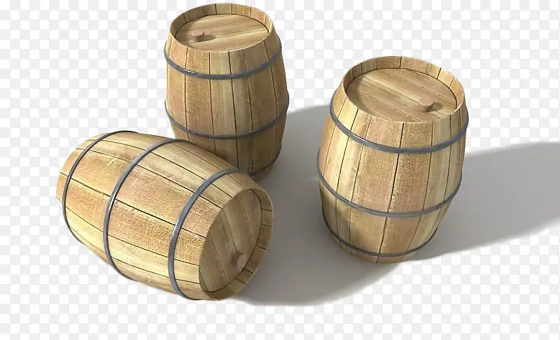 三个木制酒桶免扣素材