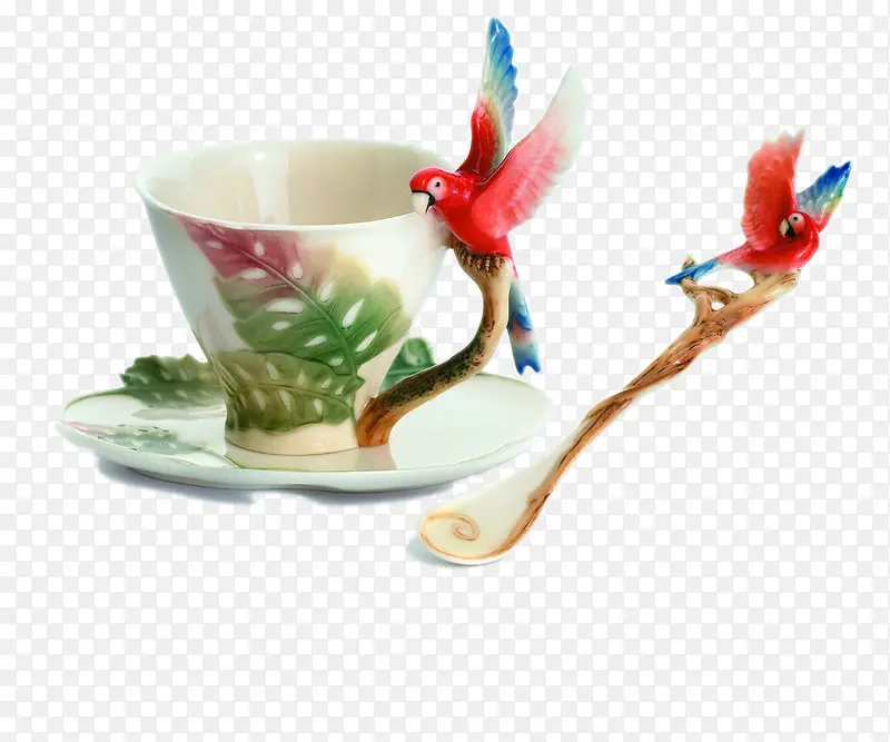 法蓝瓷鹦鹉茶杯