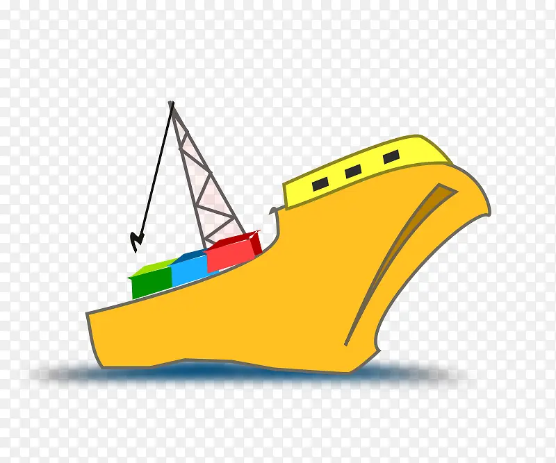 黄色的水中施工的卡通轮船
