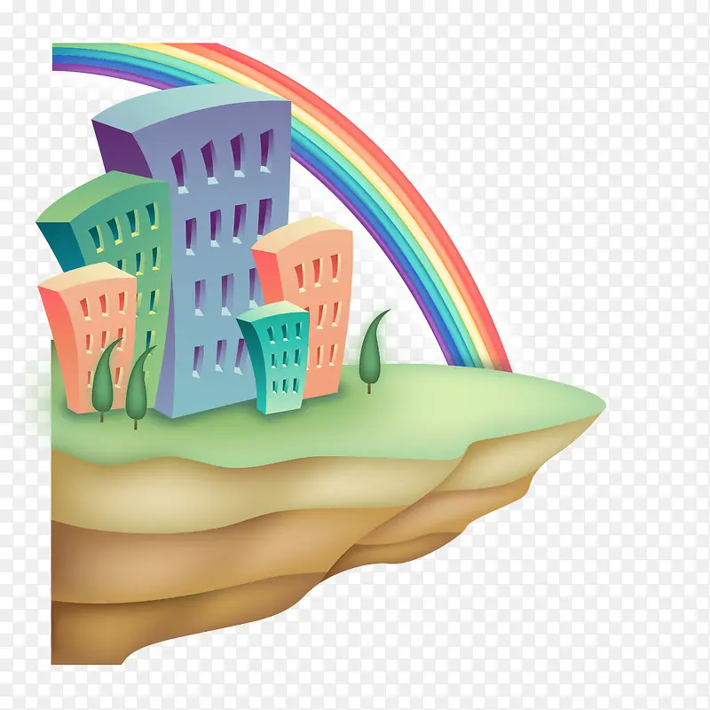 矢量卡通房子和彩虹